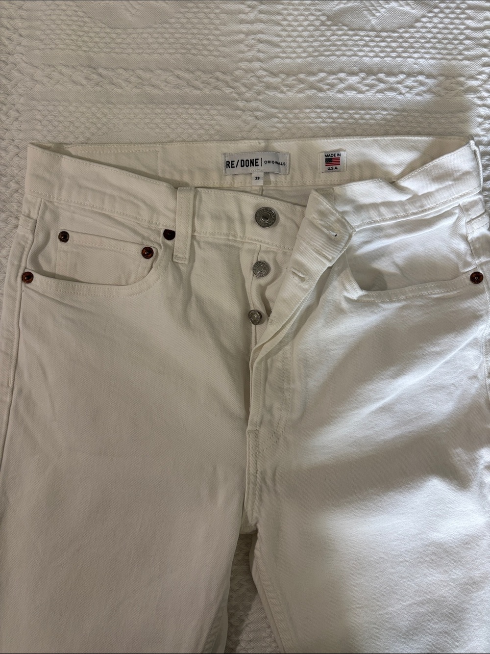 Re/Done Off-White Button-Fly Jeans - Picture 5 of 11